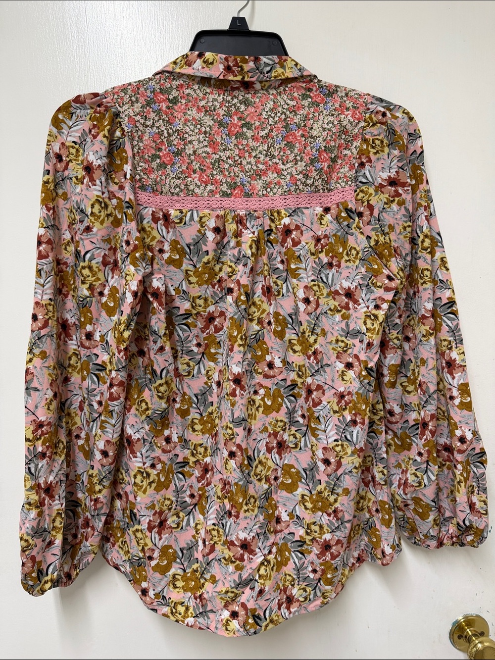 Umgee Pink Floral Patchwork Blouse - Picture 2 of 4